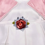 Silver kraft knee-length dress with a rose embroidered on the waist