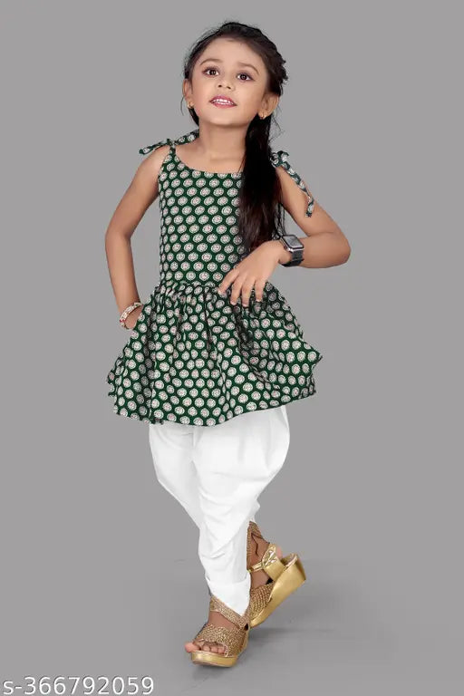 Aarya Women's Stripe Printed Crepe Anarkali Kurta and Dhoti Set, Indian party wear for children aged 3-13 years, soft crepe fabric, printed design, available in various sizes