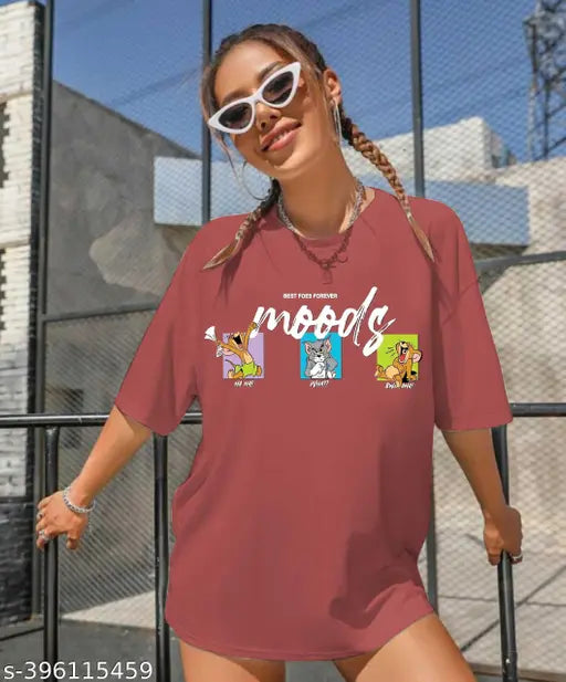 Stylish Printed Oversized Women's T-shirt Cotton Regular Oversize