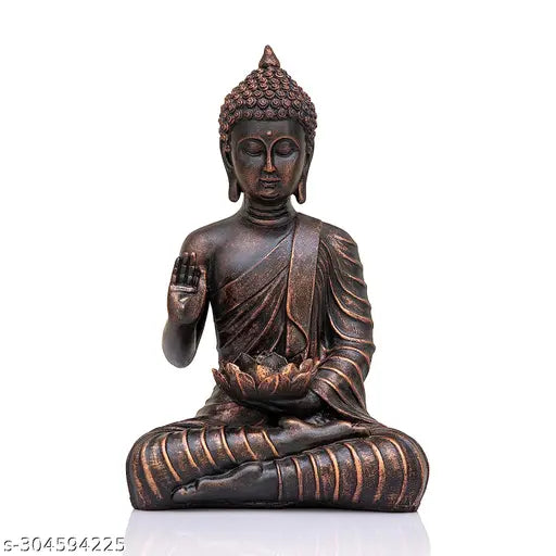 Meditating Buddha Head Resin Statue, 10cm x 11cm, Indian handcrafted home decor, symbolizing peace & good luck