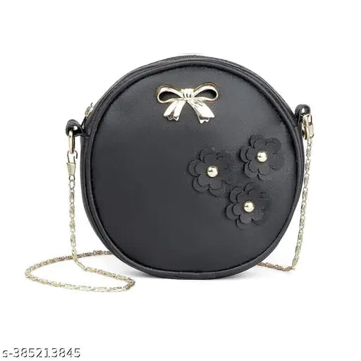 Black leather sling bag, trendy crossbody purse for women, office bag, casual shoulder bag