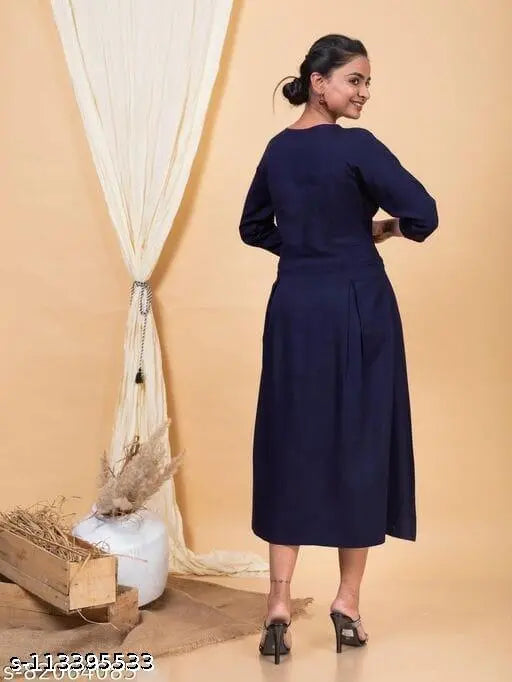 Rayon embroidered kurti, attractive design in three-quarter sleeves. Indian ethnic wear for women, single sizes S-XXL