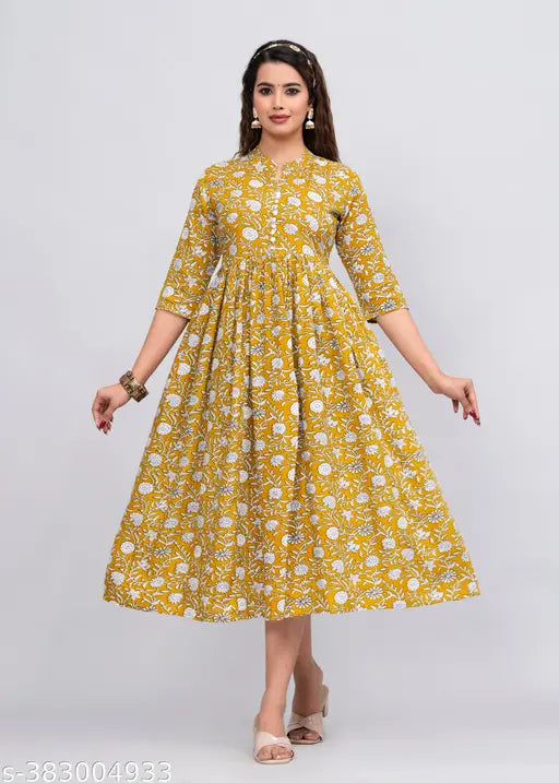 Sanganeri print women's kameez rayon short sleeves