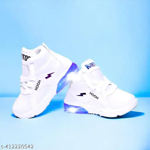 Bachoo kids white sneakers with lighted soles