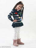 Multi-colored acrylic sweater for girls, self-design pattern, long sleeves, 0-6 months size from India