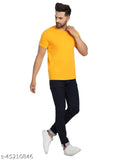 Men's Port Wine, Olive Green, Golden Yellow casual solid T-Shirts (Pack of 3) - High-quality cotton, half sleeve V-neck tees for lounge wear or work from home, made in India with 100% premium bio-washed cotton