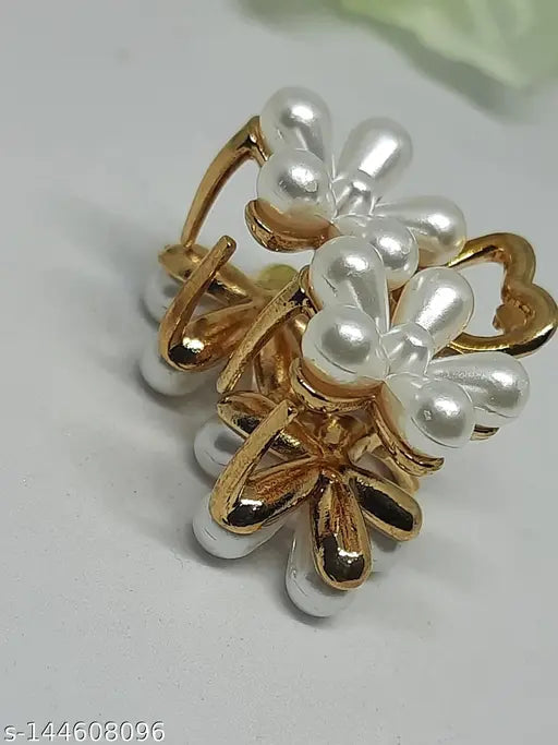 Gold pearl flower hair clip