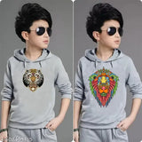 KIDS/BOYS REGULAR FITTED HOODED NECK FULL SLEEVES GRAPHIC PRINT PARIS PRINT COTTON BLEND PRINTED T SHIRT