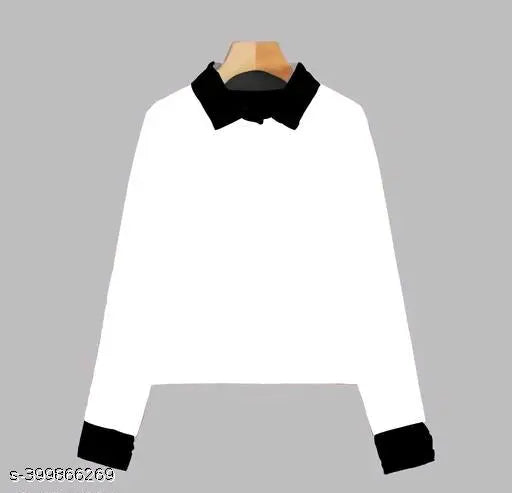 Black and white casual/westernwear full hand t-shirt combo, cotton blend, long sleeves, solid design on mannequin