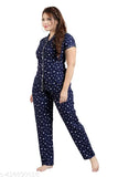 Women's printed cotton nightsuit set (XL/XXL), multicolor & comfortable pyjama/shirt for girls and women