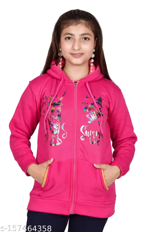Pink cotton hooded sweatshirt with embroidery