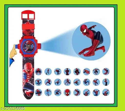 Multicolored Spiderman child watch with multi color straps
