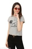 Cotton crop t-shirt with printed net design, trendy and graceful, Western style, comfortable fit for women, India origin