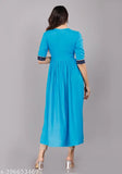Rayon Naira Cut Dress, printed combo three-quarter sleeves, traditional Indian kurta on woman