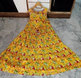 Viscose Rayon Anarkali embroidered printed gown kurti for women and girls, Indian fashion style on mannequin