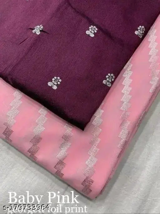Pink georgette saree with foil print