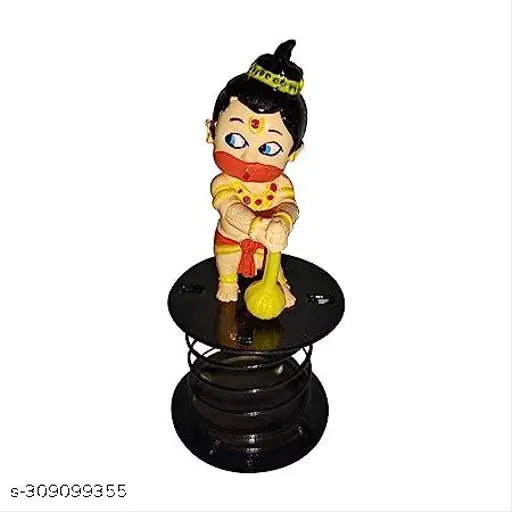 Polystone Hanuman idol with Gada on car dashboard, India-made decorative showpiece