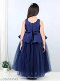 navy blue net embellished gown dress for kid's parties, 112 years, sizes 1-12 years
