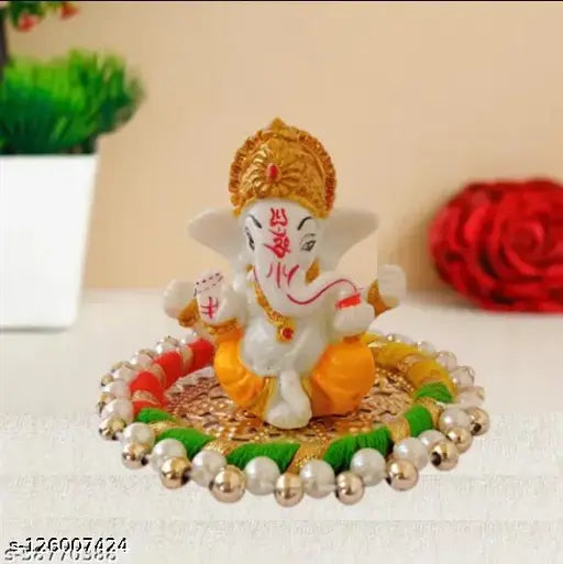 Poly resin Ganpati statue, decorative showpiece for car dashboard, Lord Ganesha figurine, India origin