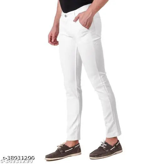 White denim men's regular fit cross pocket jeans by JAC FASHION, size 32 (waist 32in, length 41in), ideal for a better fit buy one larger size than your usual
