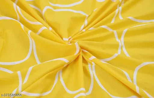 Yellow cotton fitted geometric bedsheet set, includes 2 pillow covers, HOMICON premium quality for summer, ideal for adult double bed