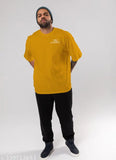 Yellow polycotton three-quarter sleeve men's graphic print t-shirt, FLYIND VOGUE OUTFIT, drop shoulder style, made in India