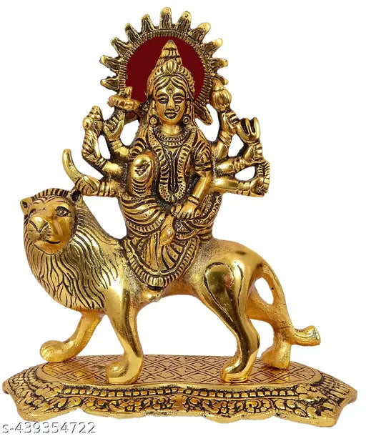 Metal Durga maa idol for Navratri puja, intricately designed Indian god statue, 100mm x 10mm x 10mm