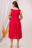 Red rayon A line printed kameez anarkali kurti womens fashion