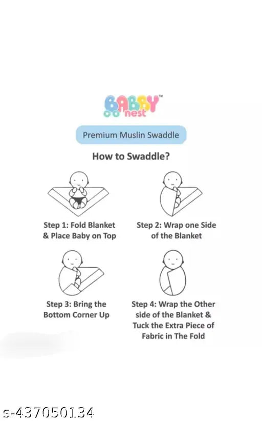 Premium muslin swaddle blanket, soft white, 100% cotton, newborn baby wrap.