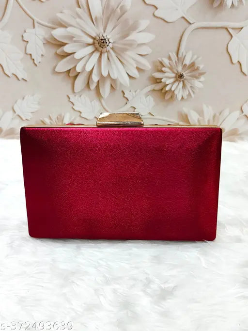 Red glossy faux leather clutch purse for women