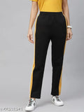Black and yellow striped track pants for women