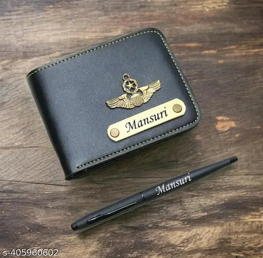 Faux leather wallet pen combo, two free size, solid design