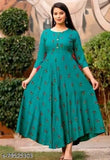 Rayon Anarkali gown, printed combo, three-quarter sleeves, women's fashion, Indian design
