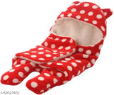 Soft microfiber polka net newborn hooded wearable baby blanket combo (2) for cozy winter protection - Brandonn, made in India
