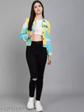 Colorblocked denim full sleeve jacket for women, long-sleeved casual style, S/M/L/XL sizes available