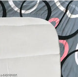Glace cotton fitted double bedsheet & 2 pillow covers, super soft, geometric pattern, summer-ready, easy washable bedding from India