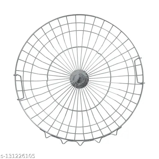 Round metal dish drainer for kitchen, stainless steel, diameter 20 inches, height 9 inches