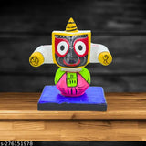 Ceramic Divine Lord Jagannath Car Dashboard Idol (7 cm x 8 cm x 5 cm), Indian crafted religious accessory