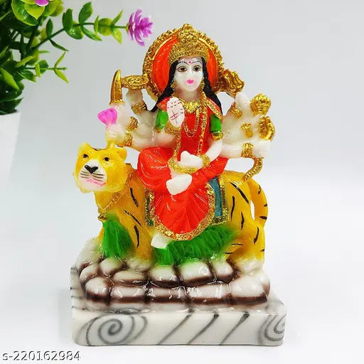 Marble Maa Durga statue, intricate detailing, religious Hindu idol for home decor or gifting
