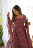 Printed Georgette Women's Fancy Gown, long sleeves, S size