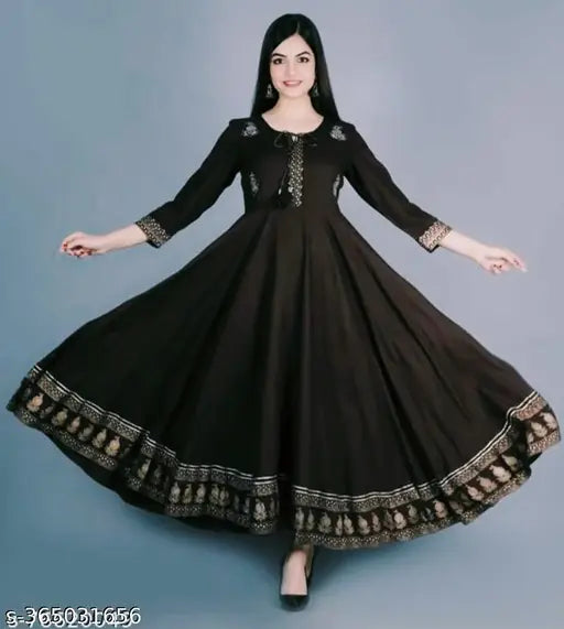 Women's black kameez with lace border
