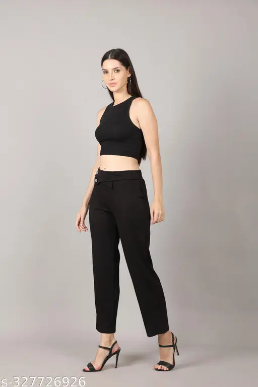 Polycotton women's flap design trousers by TwentyFour Creations - Solid net, pack of 2 with varying sizes (26, 28, 30, 32, 34, 36 inch waist & hip, 36-38 inch length)