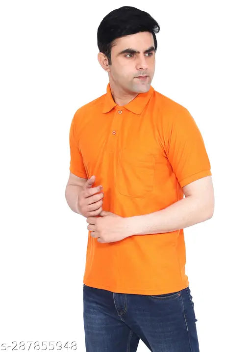 Cotton Blend Short Sleeve Solid Polo T-shirt for Men, half sleeves with pocket and collar, available in various sizes M-XXXL, made in India