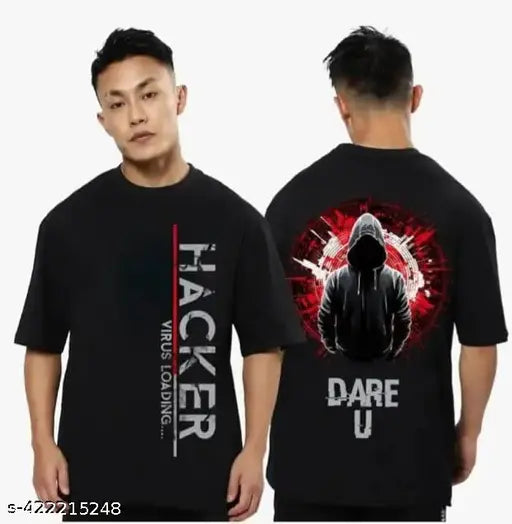Best-selling cotton blend back-printed T-shirt in trendy designs, ideal for all - M(40in/26.5in), L(42in/27in), XL(44in/27.5in)