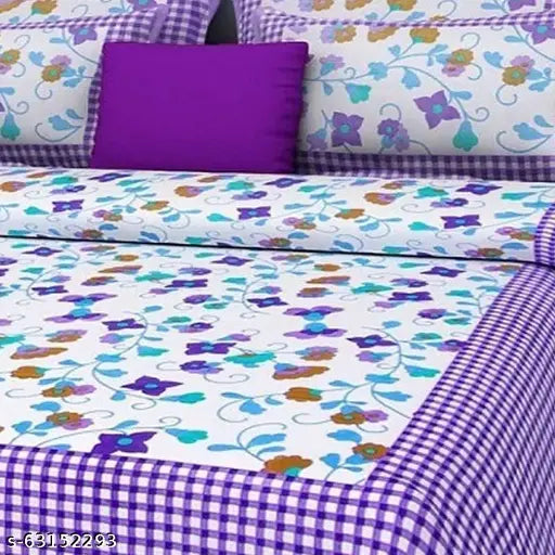 White Cotton Jaipuri Double Bedsheet with Queen Pillow Covers (90x100 inches), ideal for heavy winter use, designed in India