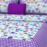 White Cotton Jaipuri Double Bedsheet with Queen Pillow Covers (90x100 inches), ideal for heavy winter use, designed in India