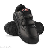 Black lace-up shoe, branded with red logo