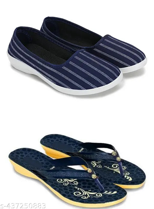 SAINI UDYOG WOMEN BELIES AND FANCY FLIP FLOPS PACK OF 2