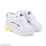White boys shoes with light up sole, black laces