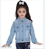 Solid front light blue denim kids jacket, regular length, regular fit